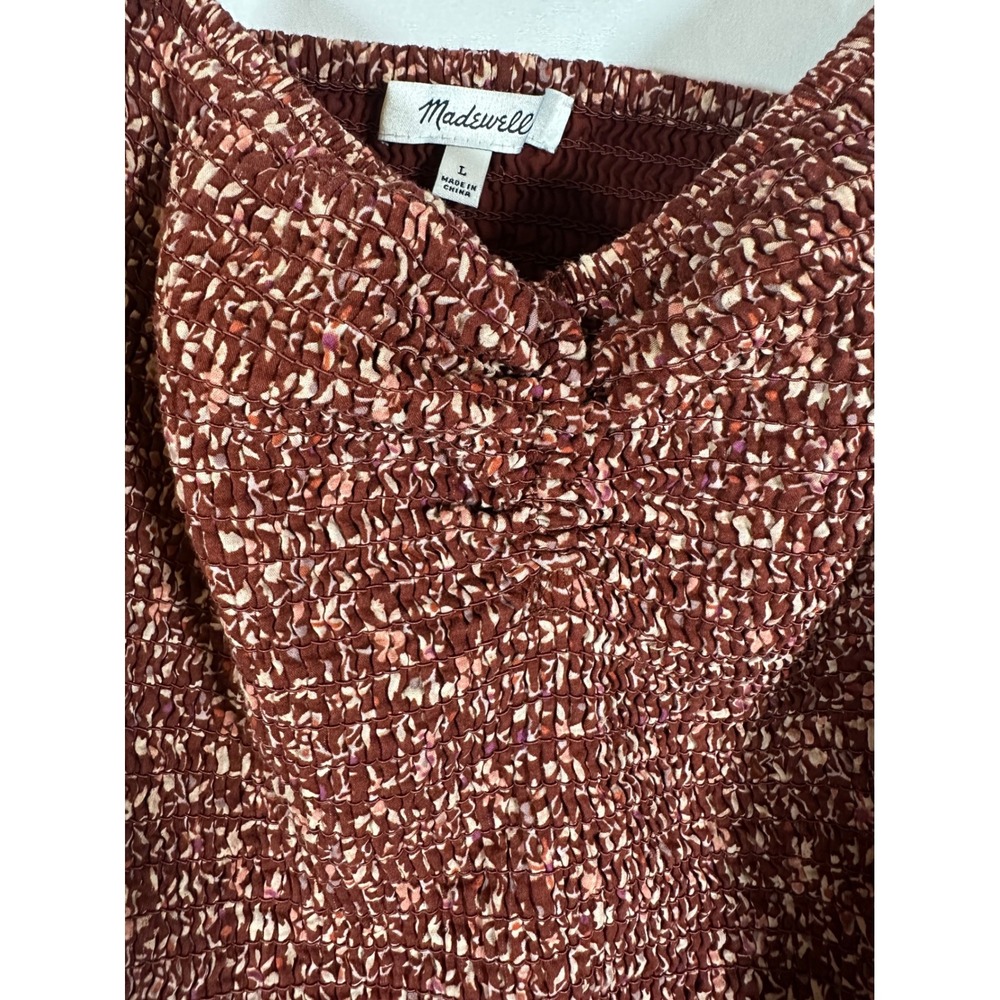 Madewell Lucie Tie Strap Tiered Midi Dress Stained Mahogany Floral L NF877 - Picture 2 of 8